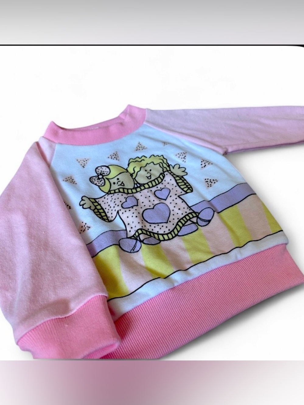 12M Vintage 80s/90s Pink Toddler Sweatshirt Pullover Cute Cartoon Graphic